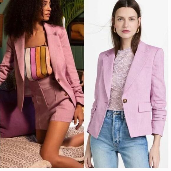 Veronica Beard Aaliyah Linen Dickey Jacket Lilac Orchid Tailored BlazerSz 4